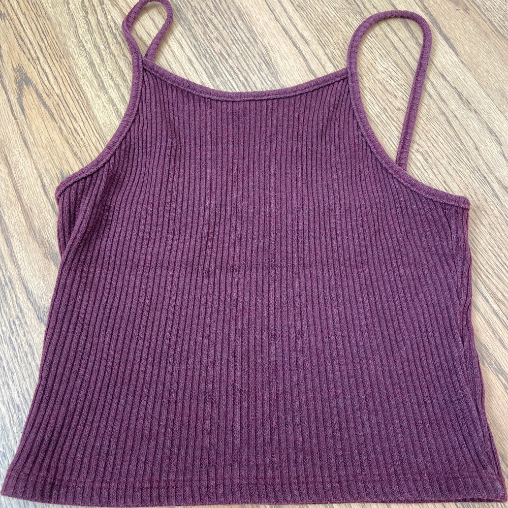 Burgundy Knit Tank Top High Neck Brandy Melville